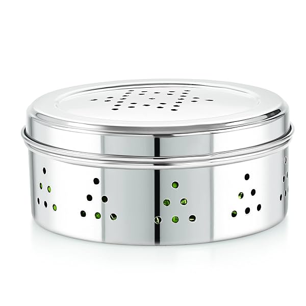 Neelam Stainless Steel Coriander Dabbas with Air Ventilation Size No.8