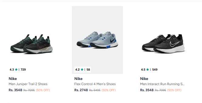 Nike sports shoes at minimum 50% Discount