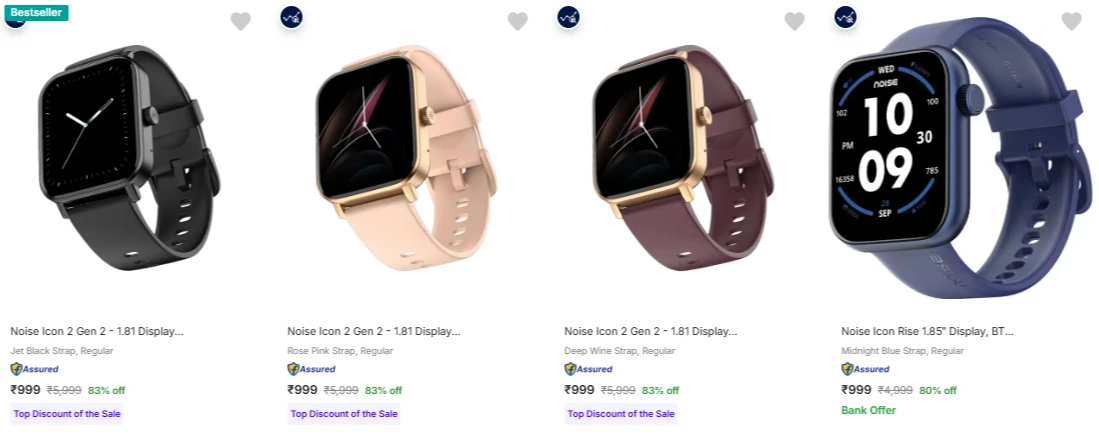 Noise Smart Watches at minimum 80% Discount