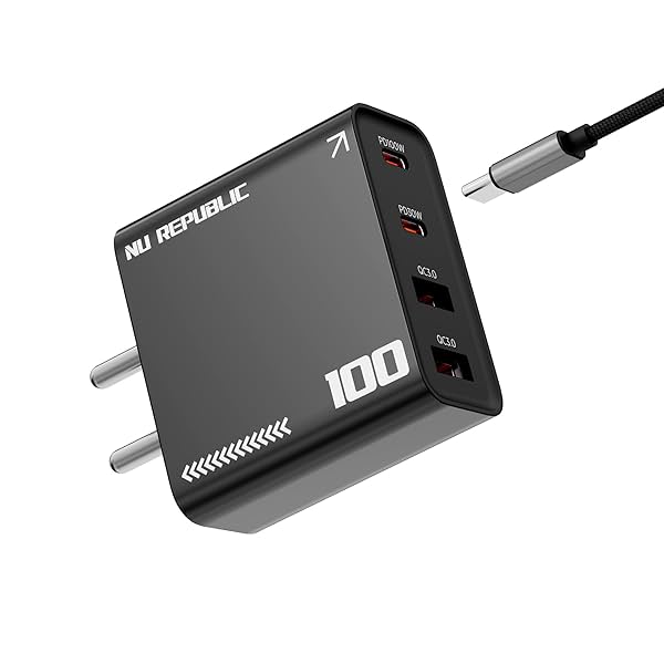 Nu Republic Cybotron 100W GaN Charger (4 Ports + C-to-C Cable)