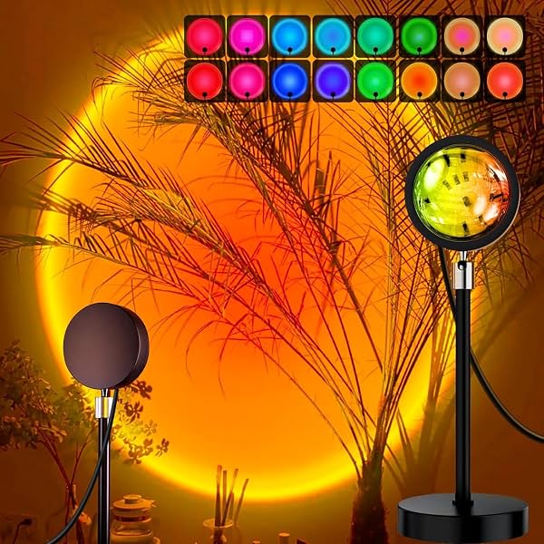 One94Store RGB Sunset Projection Lamp, 16 Color LED Night Light with Remote