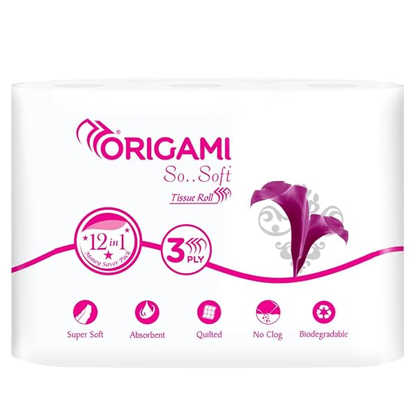 Origami Toilet Tissue Paper, 140 Pulls pack of 12