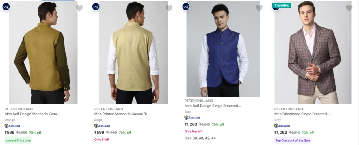 PETER ENGLAND Men's Readymade Blazers at minimum 70% Discount