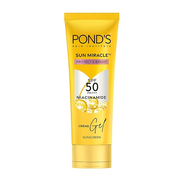 POND’S Sun Miracle SPF 50 PA+++ Crème Gel Sunscreen-Protect & Bright, With 3% Niacinamide, Fade Dark Spots in 4 Weeks, L