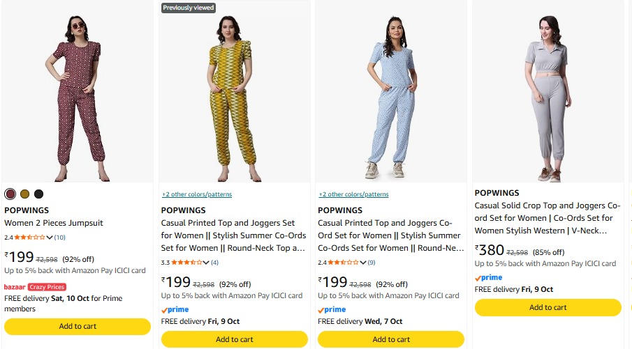 POPWINGS 2pc Jumpsuit Starting @ ₹199
