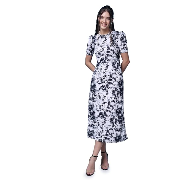 POPWINGS Casual Lavender Floral Printed Sheath Dress for Women