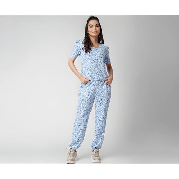 POPWINGS Casual Printed Top and Joggers Set for Women || Stylish Summer Co-Ords
