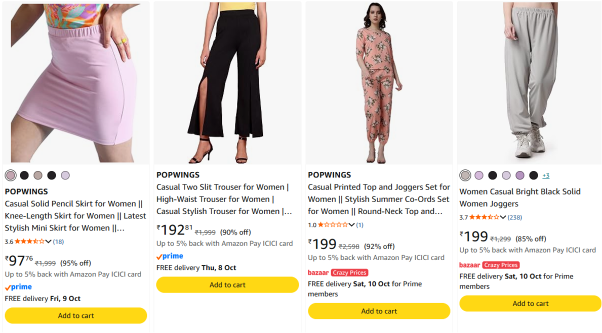 POPWINGS clothing at minimum 85% Discount
