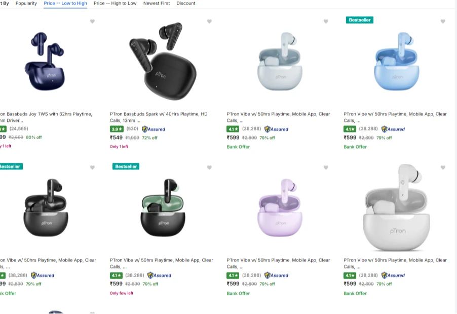 PTron True Wireless Earbuds From ₹499