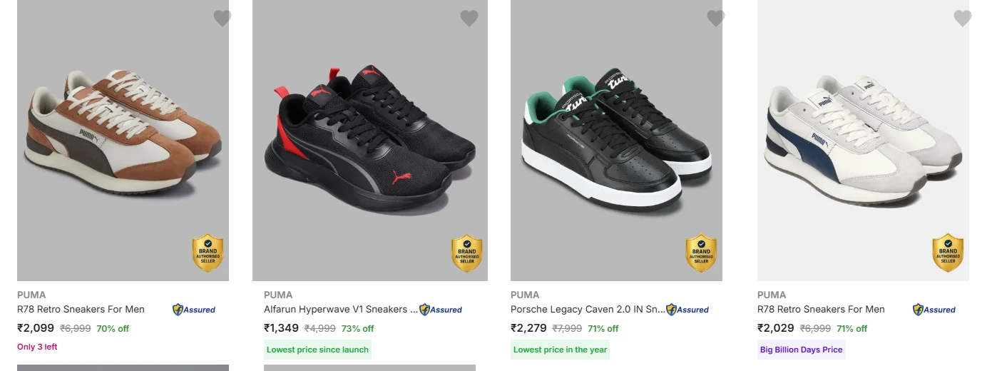 PUMA Men’s Casual Shoes at minimum 70% Discount