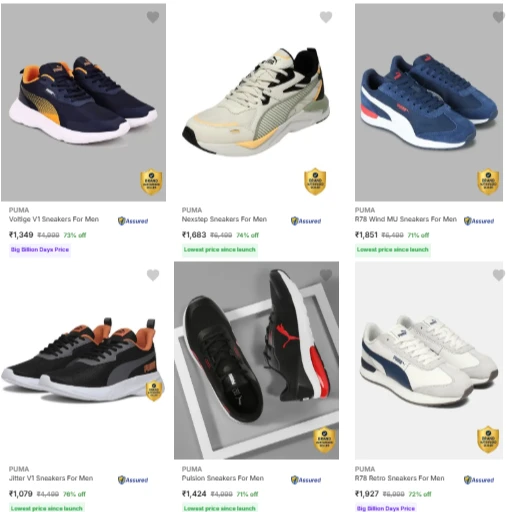 PUMA Men’s Casual Shoes at minimum 71% Discount