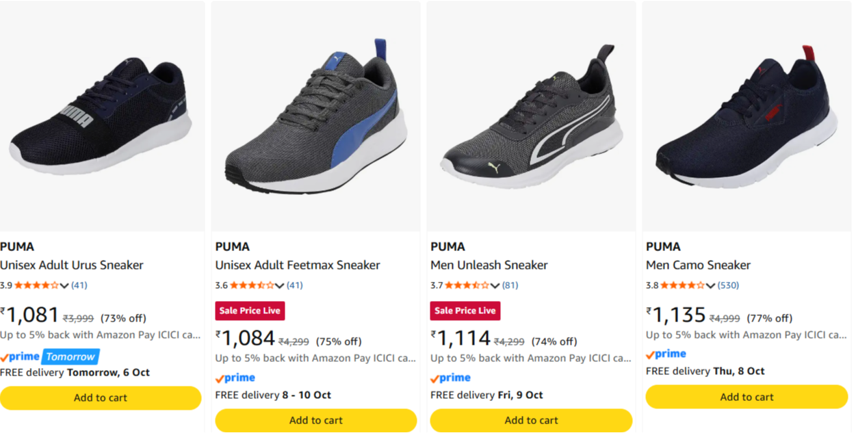 PUMA Sneakers at minimum 70% Discount