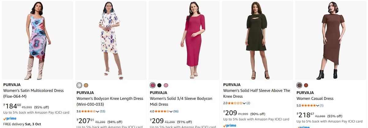 PURVAJA Women Dresses up to 95% Discount