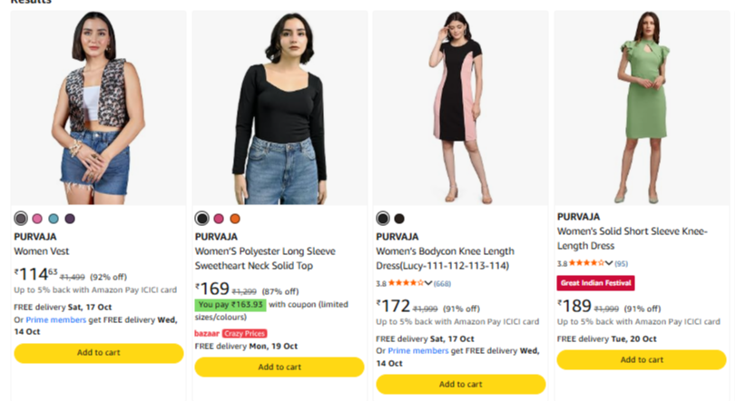 PURVAJA Women's at up to 94% Discount