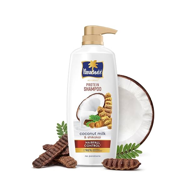 Parachute Advansed Protein Shampoo with Coconut Milk & Shikakai | Up to 96% Hair Fall Reduction & up to 23X Hair Fall Co