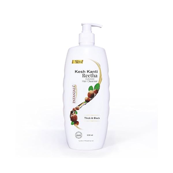 Patanjali Kesh Kanti Reetha Hair Cleanser 650 Ml, Natural Shampoo for Thick & Black Hairs, Scalp Cleansers for Men and W