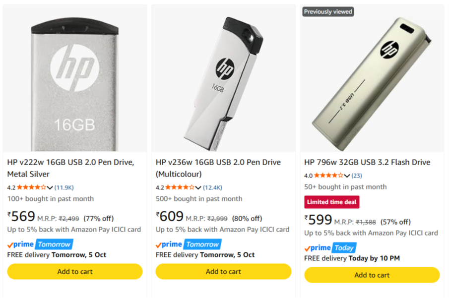 Pen Drives at minimum 55% Discount