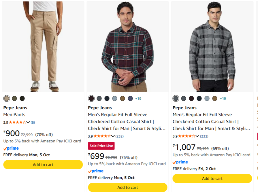 Pepe Jeans Men's Clothing Upto 75% Discount