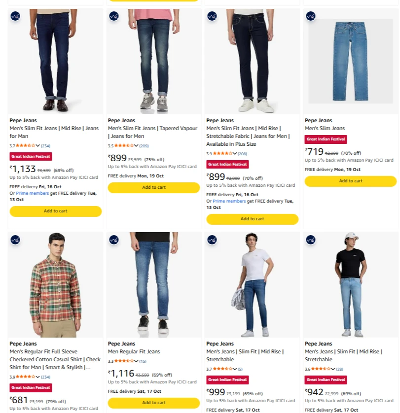 Pepe Jeans Men's Cloths at minimum 78% Discount