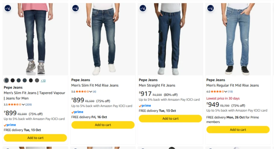 Pepe Jeans Men's Jeans upto 80% Discount