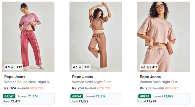 Pepe Jeans Night Suits at minimum 43% Discount