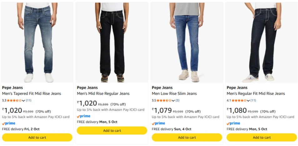 Pepe Men's Jeans at minimum 70% Discount