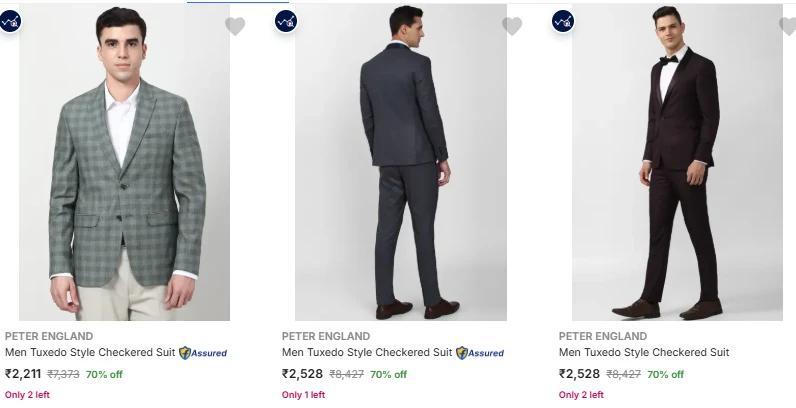 Peter England Suits at minimum 70% Discount