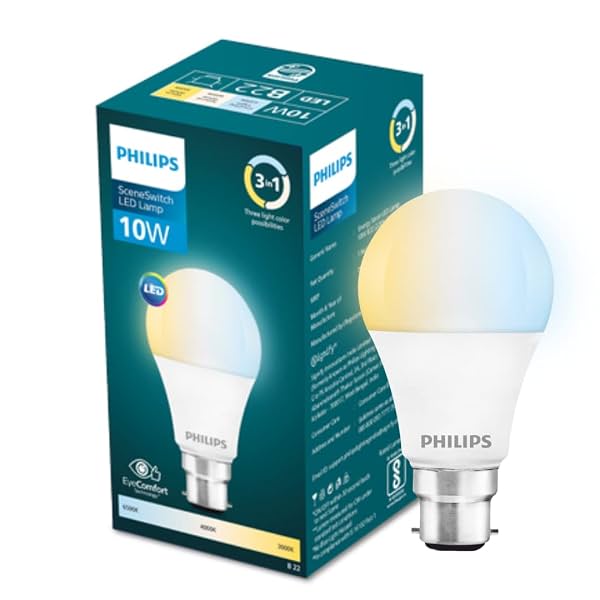 Philips 10-watt LED Bulb|3 Colors in 1 LED Bulb|Scene Switch Bulb for Home