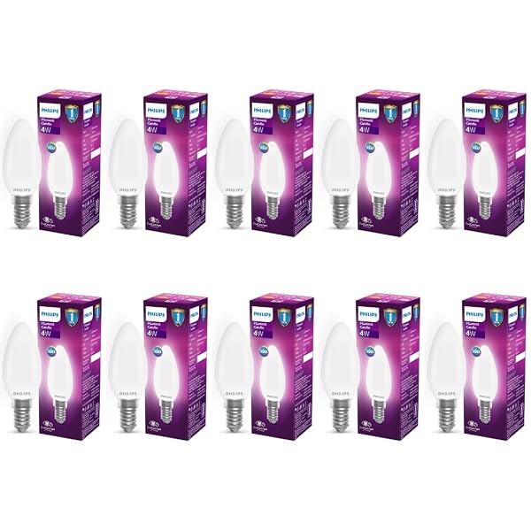 Philips 4W E14 Frosted Candle Bulbs Pack of 10