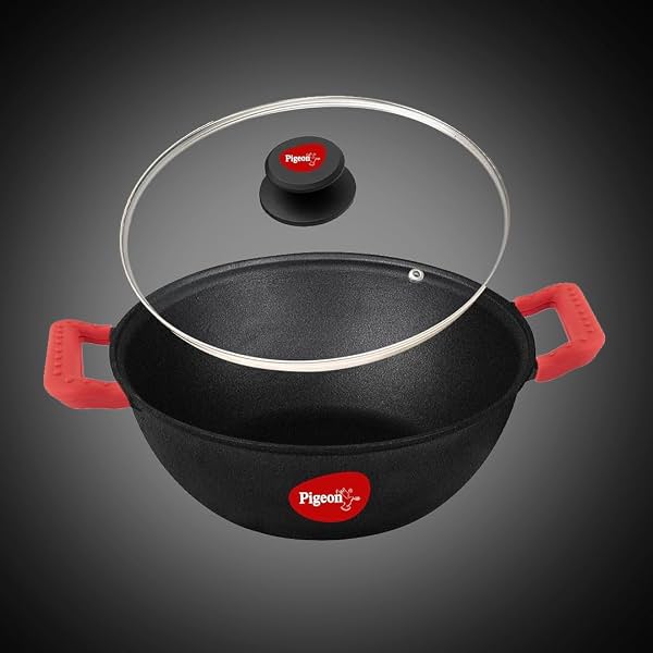 Pigeon Cast Iron Kadai with Glass Lid (20 cm)