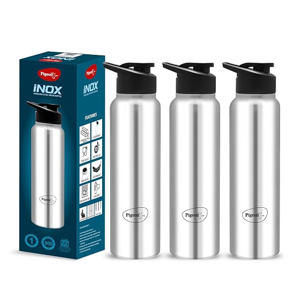 Pigeon Inox Hydra Stainless Steel Water Bottle 900ml Pack of 3