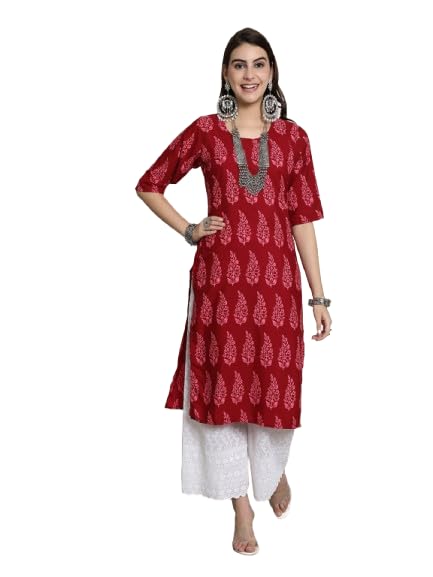 Pinkmint Women's Elegant Printed Crepe Straight Kurti