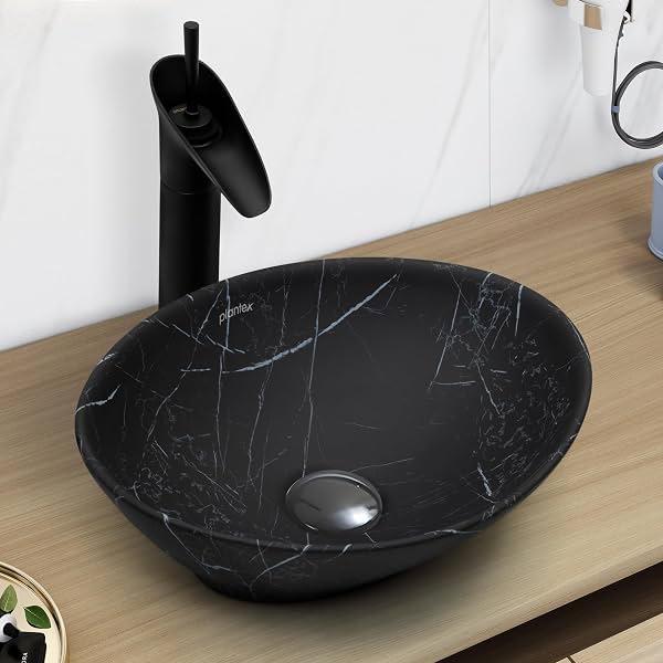Plantex Ceramic Basin 16 x 13 x 5.5 Inch Marble Finish