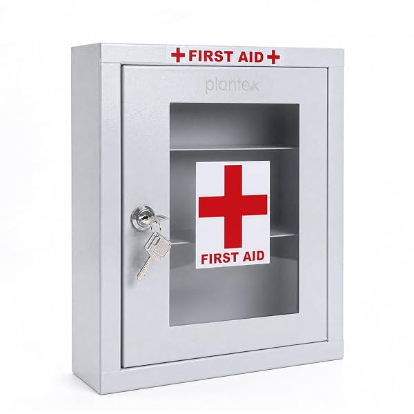 Plantex Metal First Aid Box/Emergency Medical Kit Box for Medicine Storage/