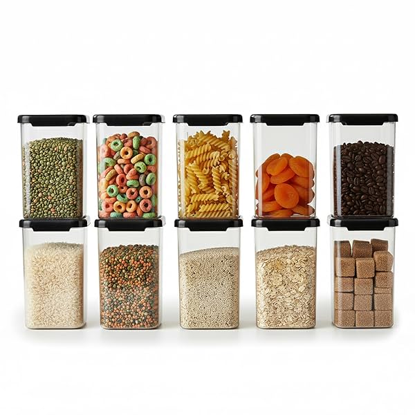 Plastic Airtight Kitchen Storage Containers Box (1100ml Set of 10)