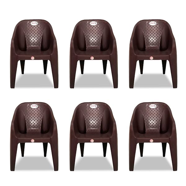 Plastic Arm Chair for Home, Garden, Office, Living Room, Cafeteria Plastic Outdoor Chair | 1 Year Warranty | Color - Bro