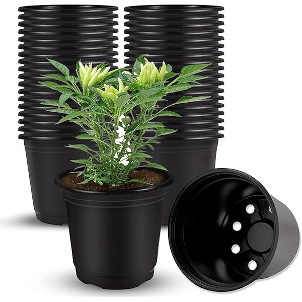 Plastic Flower Pots 3 Inch | Black Nursery Plant Pots for Indoor & Outdoor Gardening | Lightweight, Durable Pots with Dr