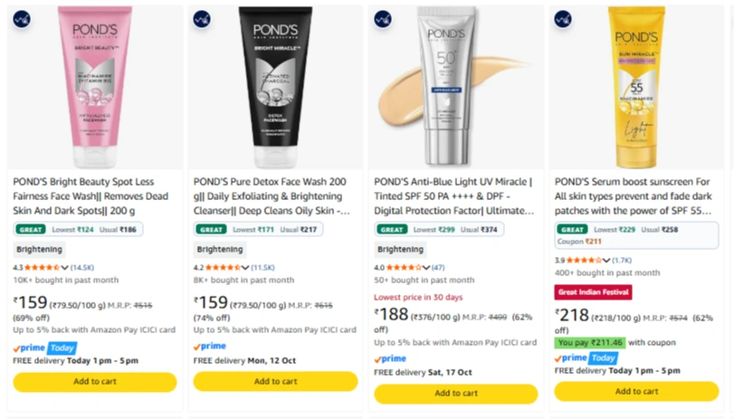 Ponds beauty Face Wash upto 74% Discount
