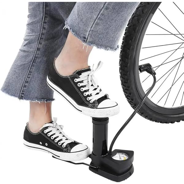 Portable High Pressure Foot Air Pump with Heavy Compressor Cylinder & Pressure Gauge for Bicycle,