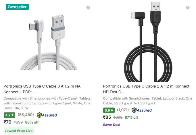 Portronics Mobile Cables from @ ₹79