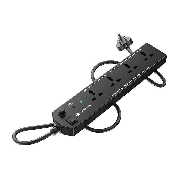 Portronics Power Plate 10 Extension Board with 4 Universal Sockets, 2 Meter Long Cord, 1500 Watts, 6 Amp Multi Plug for