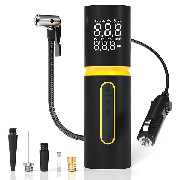 Portronics Vayu 5.0 Lite, Portable 12V DC Corded Tyre Inflator for Cars, 150 PSI, Fast Inflation, Digital LED Display, 3
