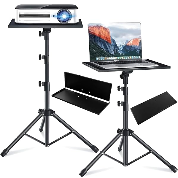 Powerpak LP-F 5.2ft Adjustable Laptop & Projector Tripod Stand, Black
