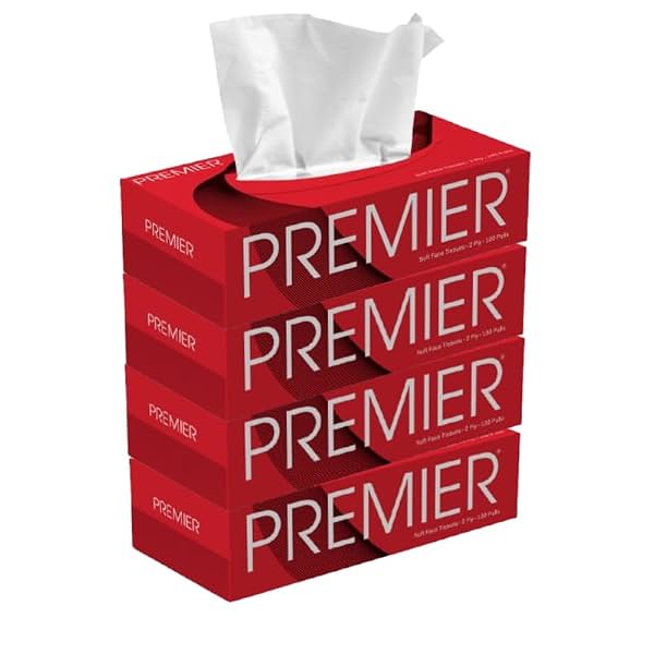 Premier 2-Ply Box Face Tissue Papers – 100 Pulls per Box