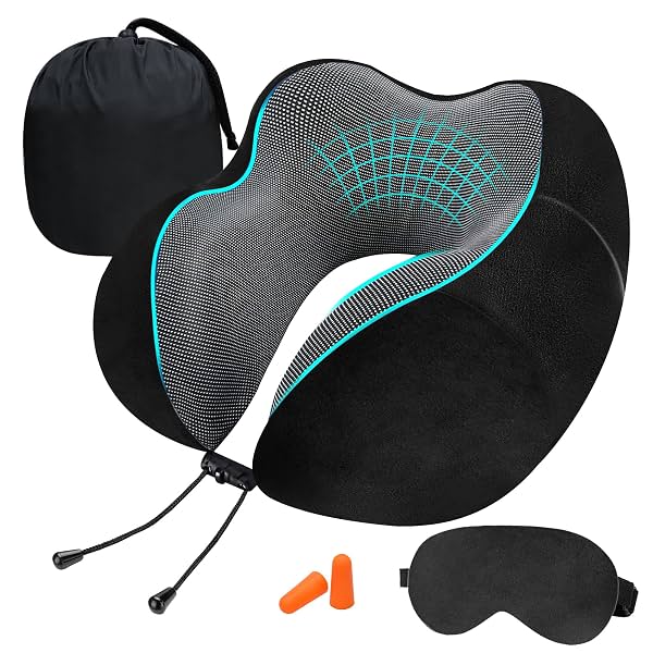 Premium Memory Foam Luxury Travel Neck Rest Pillow with Super Soft Removable