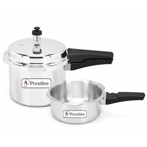 Prestlee 2L & 3L Aluminium Pressure Cooker Combo Outer Lid Non Induction