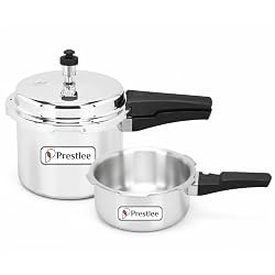 Prestlee 2L & 3L Aluminium Pressure Cooker Combo Outer Lid Non Induction