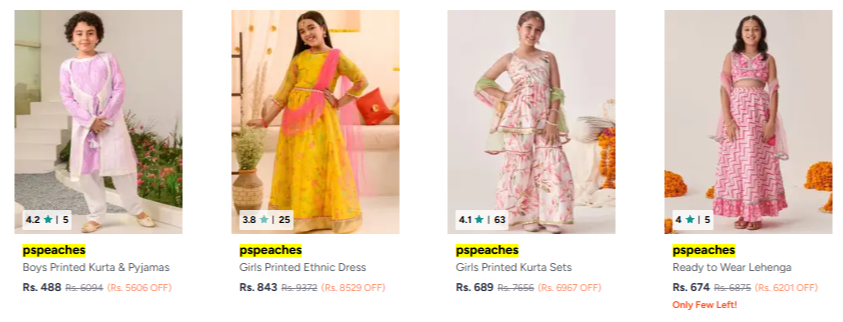 Pspeaches Girls Printed Maxi Dress Set Upto 90% OFF