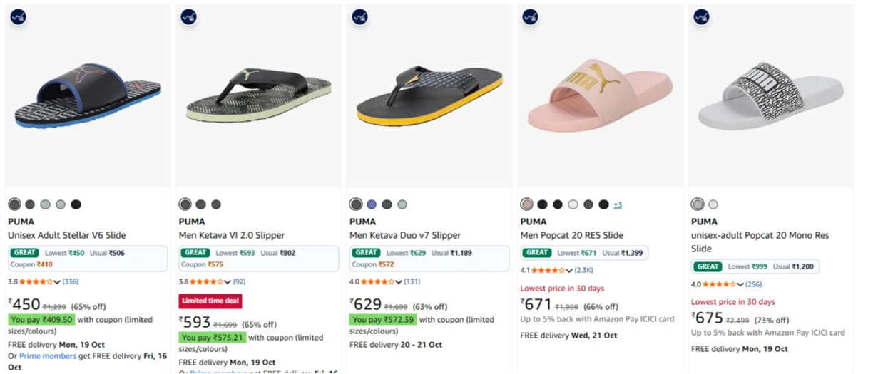Puma Men's Slides at minimum 70% Discount