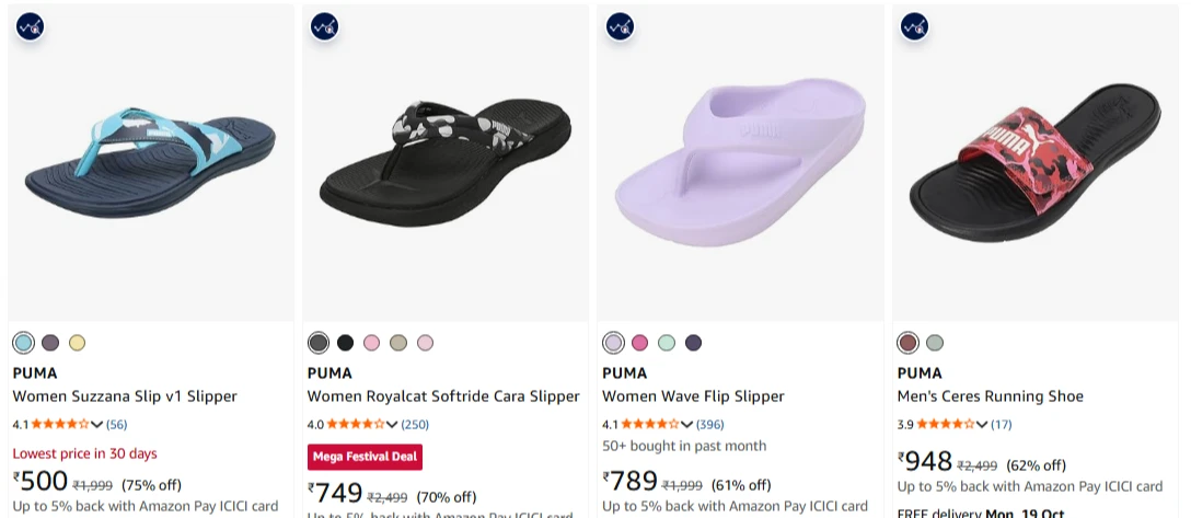 Puma Slipper at minimum 74% Discount